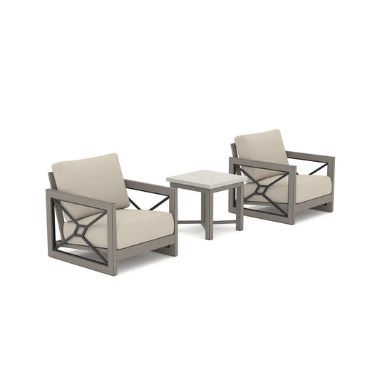 Marindo 3-Piece Modern Cushioned Club Chairs Set with Sunbrella® Cushions