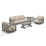 Marindo 5 Pieces Aluminum Patio Conversation Set with Sunbrella® Cushions for 5 Person