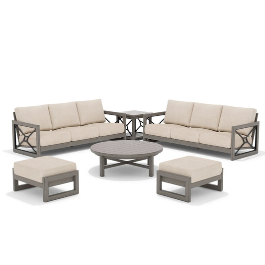Marindo 6 Piece Outdoor Convertibale Sectional Sofa Set With 2 Ottoman