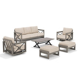 Marindo 6 Piece Patio Swivel Seating Set With Ottoman