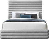 Maxwell Contemporary Bed – Luxurious Cream Linen Texture with Deep Channel Tufting for Elegance