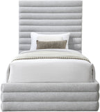 Maxwell Contemporary Bed – Luxurious Cream Linen Texture with Deep Channel Tufting for Elegance