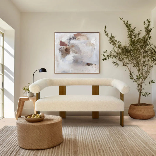 Maye 54" Modern Beige Upholstered Loveseat Sofa