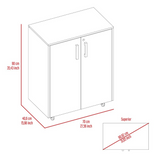 TUHOME Storage Cabinet with Casters, Double Door Design, Two Interior Shelves and Mobile Utility Storage for Garage, Laundry Room or Workspace Organization, Compact Freestanding Cabinet for Everyday Use
