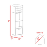TUHOME Marsella Corner Bar Cabinet, Home Bar Furniture with Eight Built-In Wine Rack, Cup Rack, Drawer Storage and Two Side Shelves, Space-Saving Corner Cabinet for Modern Entertainment Areas