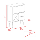 TUHOME Prunus Bar Cabinet with One Storage Cabinet, Two Spacious Drawers, Bottle Racks and Functional Top Surface Offering Modern Organization for Home Entertainment, Cocktail Preparation and Stylish Living or Dining Spaces
