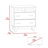 Gentile Double Drawer Dresser, Two Open Shelves, Superior Top