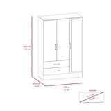 Tuhome Bolton 120 Mirrored Armoire with Metal Hardware, Double Door Cabinet, Two Drawers, Single Door with Mirror, Rods, Modern Storage Solution for Bedroom or Closet