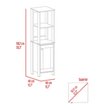 Tuhome St. Clair Linen Cabinet with Two Interior Shelves, Two Open Display Shelves, Single Door Storage Compartment, Space-Saving Vertical Design and Ample Organization for Towels and Bathroom Essentials