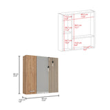 Tuhome Sines Mirror Medicine Cabinet with Double Door, Four Interior Shelves, Humidity-Resistant Bathroom Storage, Wall Mounted Organizer for Toiletries, Essentials and Daily Use Items in Compact Minimalist Design
