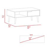 Oslo Coffee Table with Spacious Top Surface, Single Storage Drawer, Open Display Shelf and Four-Leg Modern Design for Organized Living Room Functionality, Decorative Arrangement and Everyday Lifestyle Convenience