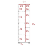Tuhome Urano Mirror Linen Cabinet with Four Internal Shelves, Five External Display Shelves, Spacious Single-Door Compartment and Modern Tall Storage Design for Bathroom, Kitchen, Bedroom or Multifunctional Home Organization