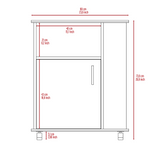 Kitchen Service Cart, Three Side Shelves, Two Interior Shelves, Single Door Cabinet