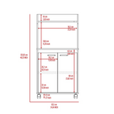 Kira Kitchen Kart, Double Door Cabinet, One Open Shelf, Two Interior Shelves