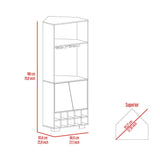 Tuhome Fraktal Corner Bar Cabinet with Ten Built-In Wine Rack Compartments, Two Spacious Display Shelves, Double Door Storage Cabinet and Cup Rack, Space-Saving Freestanding Bar for Home Entertainment