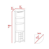 Essential Corner Bar Cabinet , Three Shelves, Eight Wine Cubbies, Two Side Shelves