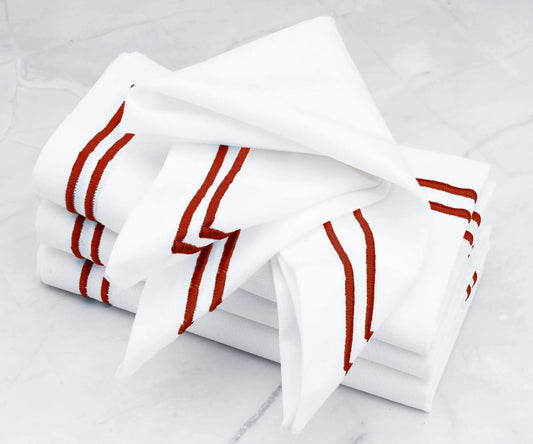 Magenta Double Line Embroidery Napkins