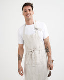 Men's linen apron in Natural flax