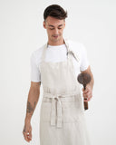Men's linen apron in Natural flax