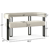 Mia 48.5" Modern Velvet Bench Loveseat