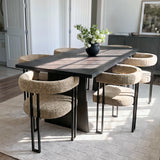 Mia Upholstered Tweed Dining Chair with Arms (Set of 2)
