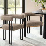 Mia Upholstered Tweed Dining Chair with Arms (Set of 2)