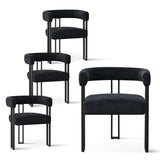 Mia Upholstered Chenille Dining Chair with Arms (Set of 4)