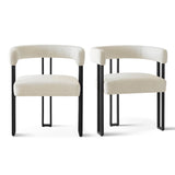 Mia Upholstered Chenille Dining Chair with Arms (Set of 2)