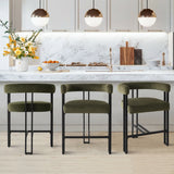Mia 24" Modern Velvet Counter Stool with Arms (Set of 3)