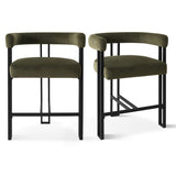 Mia 24" Modern Velvet Counter Stool with Arms (Set of 3)