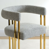 Mia 24" Modern Gold Chenille Dining Chair with Arms (Set of 6)