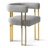 Mia 24" Modern Gold Chenille Dining Chair with Arms (Set of 2)
