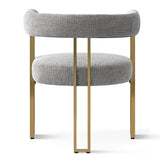 Mia 24" Modern Gold Chenille Dining Chair with Arms (Set of 6)