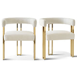 Mia 24" Modern Gold Chenille Dining Chair with Arms (Set of 2)