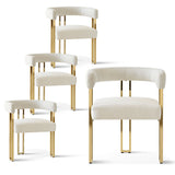 Mia 24" Modern Gold Chenille Dining Chair with Arms (Set of 4)