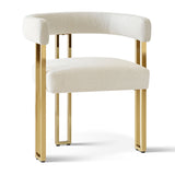 Mia Modern Gold Chenille Dining Chair with Arms (Set of 4)