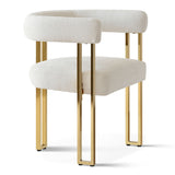 Mia 24" Modern Gold Chenille Dining Chair with Arms (Set of 2)