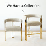 Mia 24" Modern Gold Chenille Dining Chair with Arms (Set of 2)