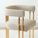 Mia 24" Modern Gold Chenille Dining Chair with Arms (Set of 6)