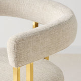 Mia 24" Modern Gold Chenille Dining Chair with Arms (Set of 2)