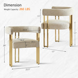 Mia 24" Modern Gold Chenille Dining Chair with Arms (Set of 6)