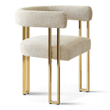 Mia 24" Modern Gold Chenille Dining Chair with Arms (Set of 4)