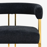 Mia 24" Modern Gold Chenille Dining Chair with Arms (Set of 4)