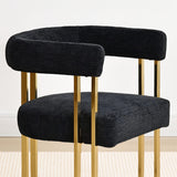 Mia 24" Modern Gold Chenille Dining Chair with Arms (Set of 2)