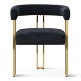 Mia 24" Modern Gold Chenille Dining Chair with Arms (Set of 4)