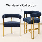 Mia 24" Modern Gold Chenille Dining Chair with Arms (Set of 6)
