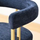 Mia 24" Modern Gold Chenille Dining Chair with Arms (Set of 4)