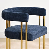 Mia 24" Modern Gold Chenille Dining Chair with Arms (Set of 6)