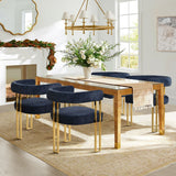 Mia 24" Modern Gold Chenille Dining Chair with Arms (Set of 2)