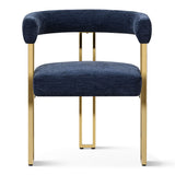 Mia 24" Modern Gold Chenille Dining Chair with Arms (Set of 4)